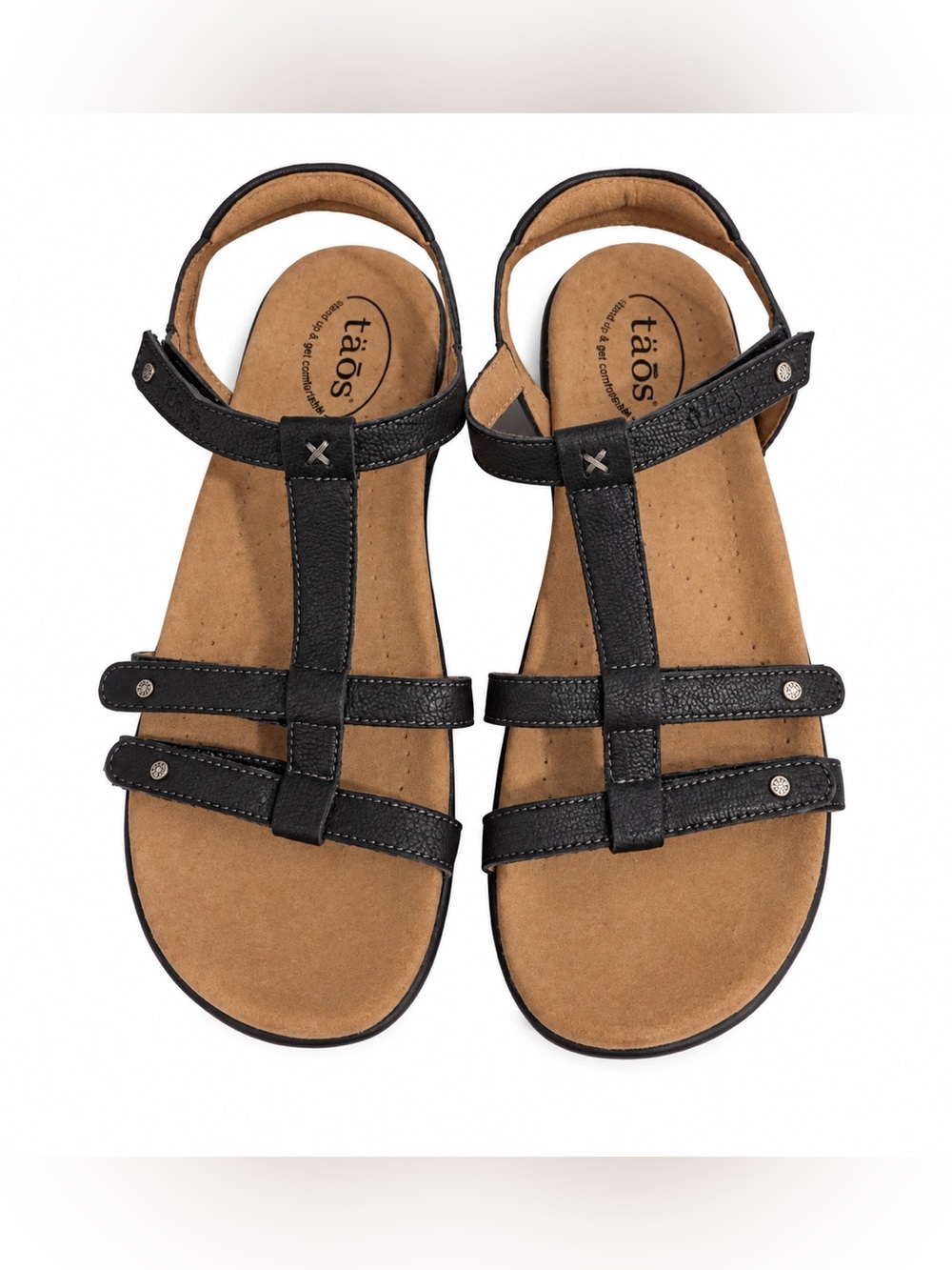 Taos Black Leather Comfort Sandals Women’s Size 9 Adjustable Straps